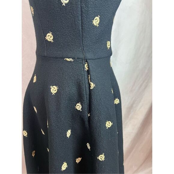 Vintage 1950s Wool Felt Embroidered Dress Swing Rockabilly Pinup Mod - Picture 8 of 8